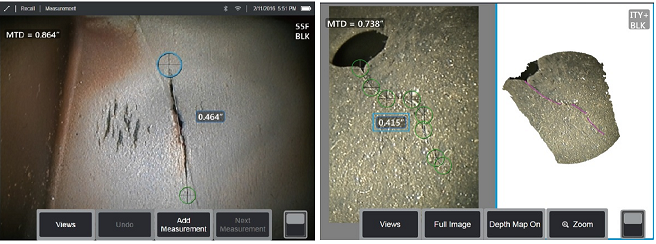 使用工業內窺鏡測量裂紋裂縫的長度